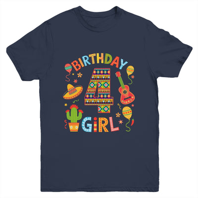 Funny Mexican Party 4th Birthday Girl Fiesta 4 Year Old Youth Shirt | siriusteestore