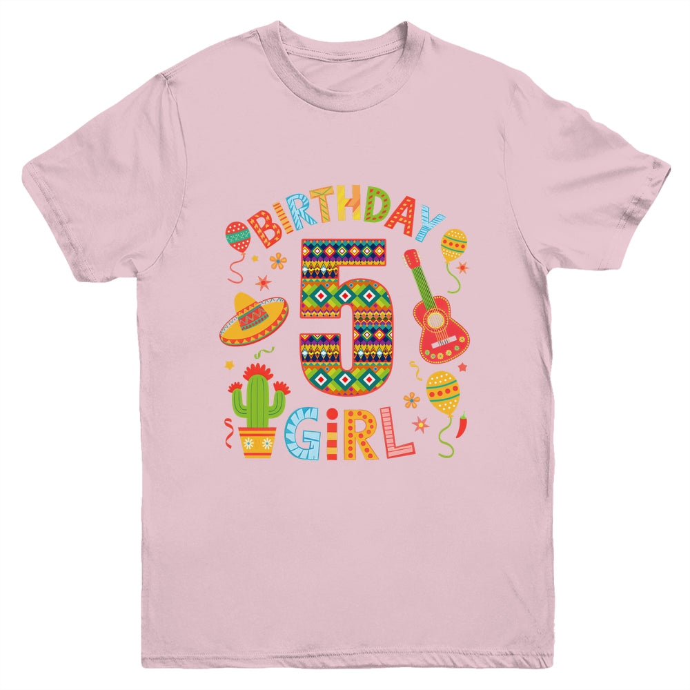 Funny Mexican Party 5th Birthday Girl Fiesta 5 Year Old Youth Shirt | siriusteestore