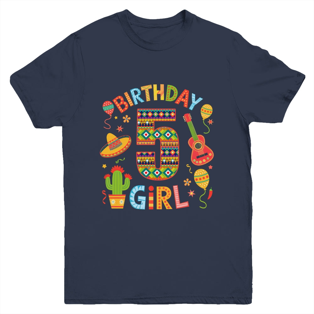 Funny Mexican Party 5th Birthday Girl Fiesta 5 Year Old Youth Shirt | siriusteestore