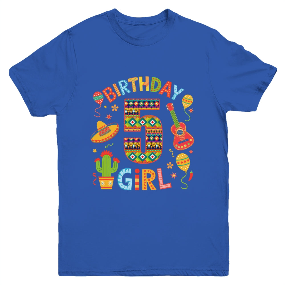 Funny Mexican Party 5th Birthday Girl Fiesta 5 Year Old Youth Shirt | siriusteestore
