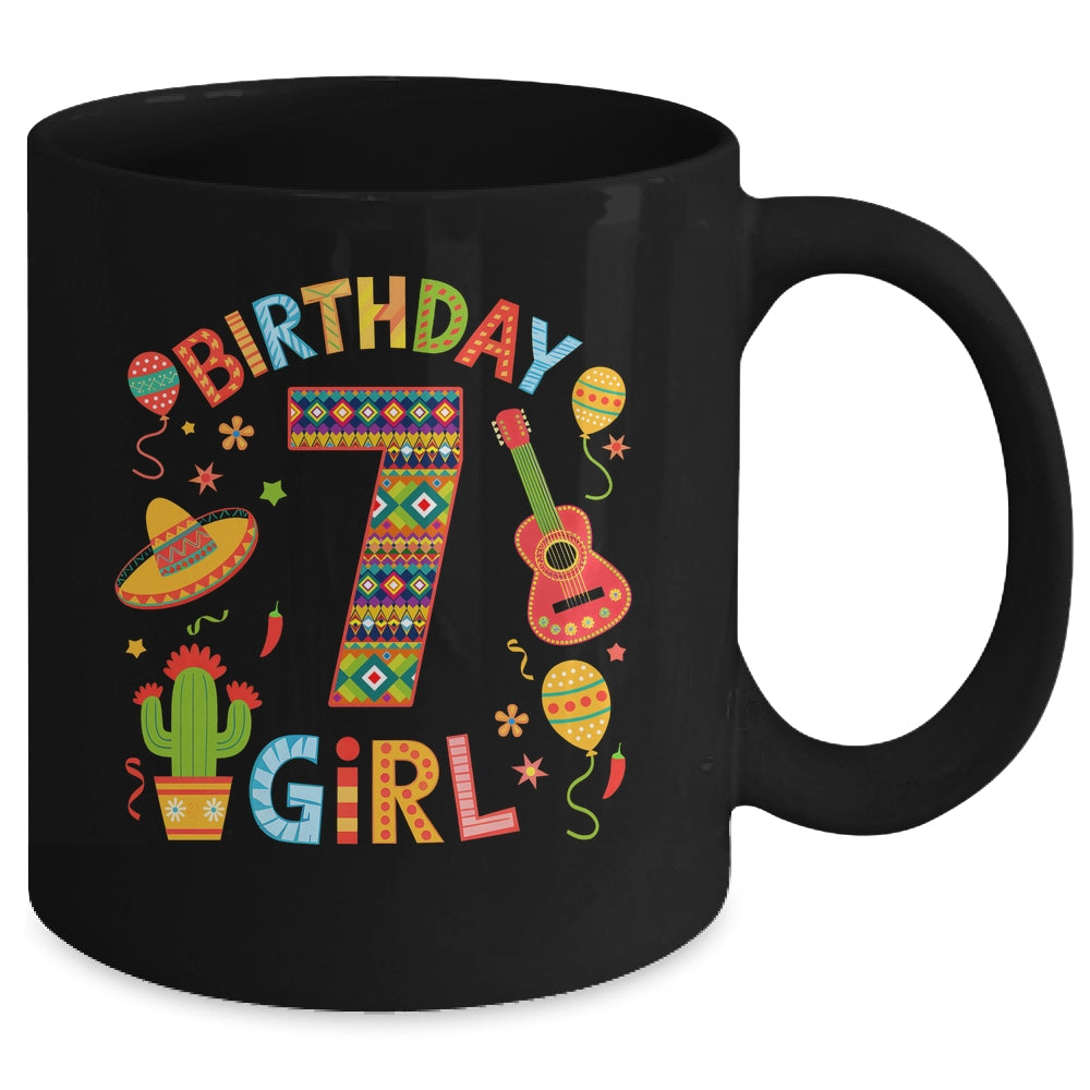 Funny Mexican Party 7th Birthday Girl Fiesta 7 Year Old Mug | siriusteestore