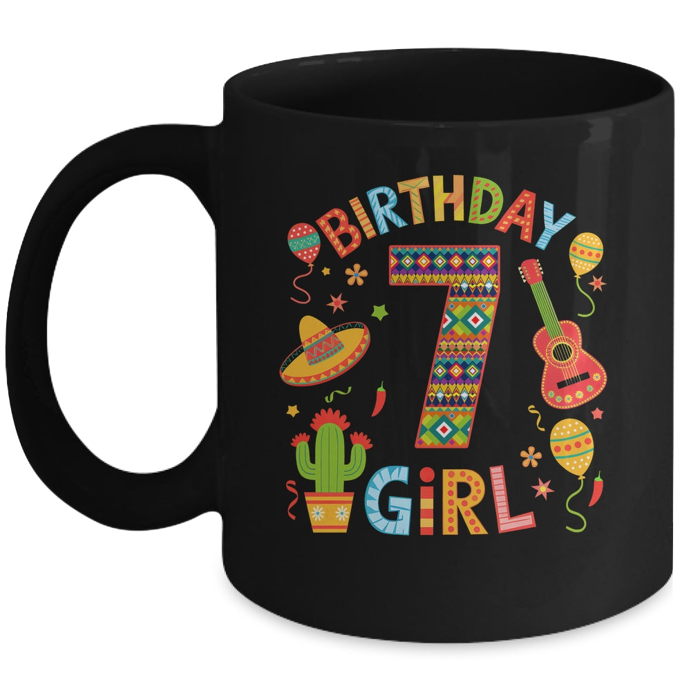 Funny Mexican Party 7th Birthday Girl Fiesta 7 Year Old Mug | siriusteestore