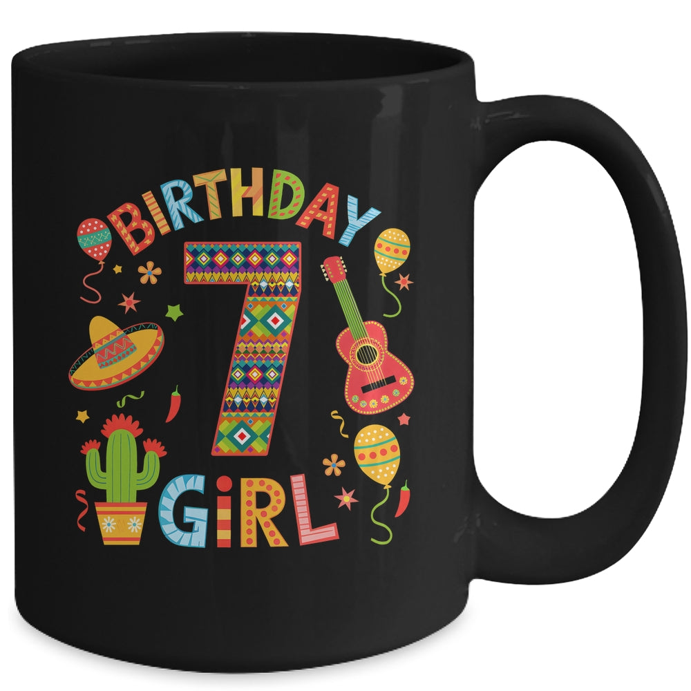 Funny Mexican Party 7th Birthday Girl Fiesta 7 Year Old Mug | siriusteestore