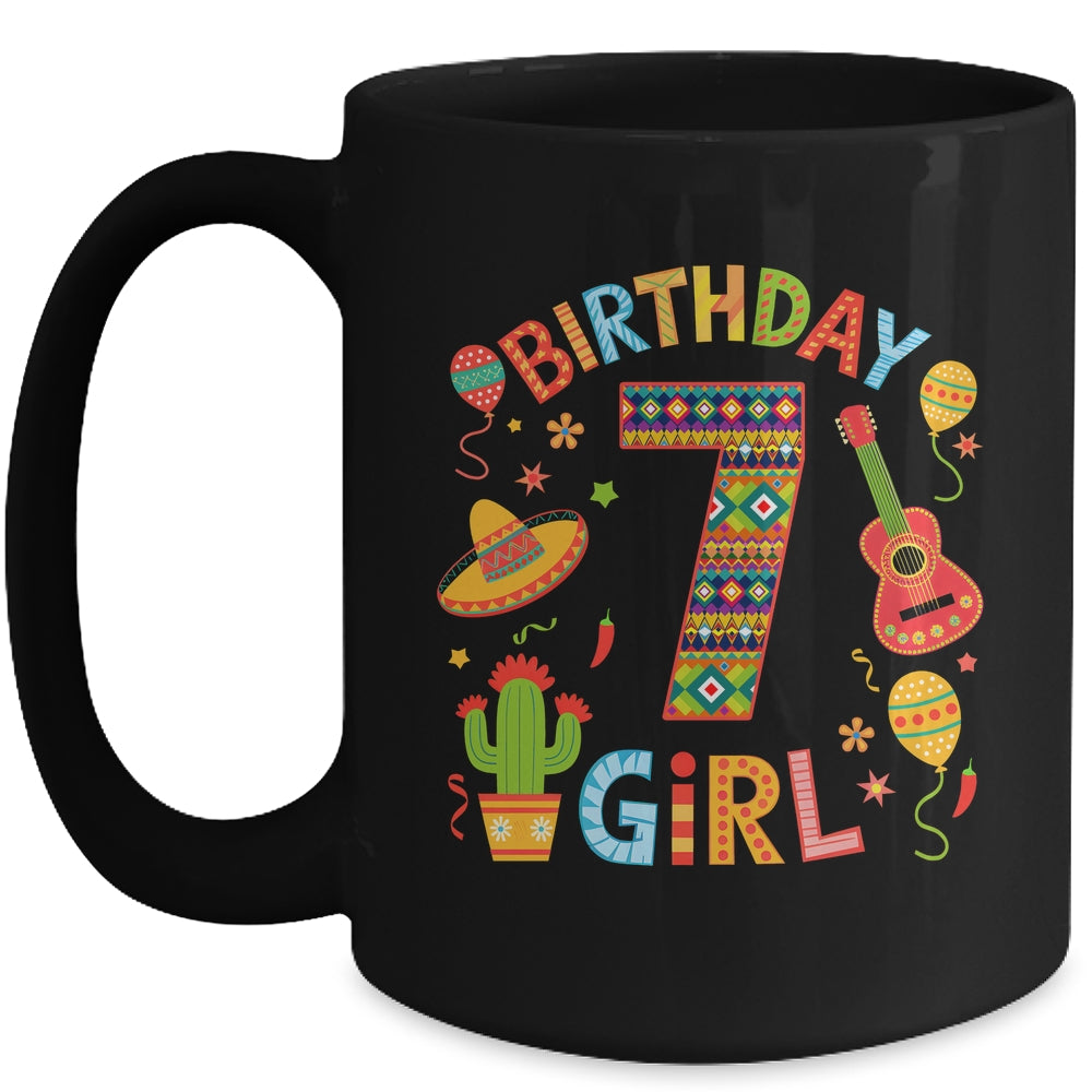 Funny Mexican Party 7th Birthday Girl Fiesta 7 Year Old Mug | siriusteestore