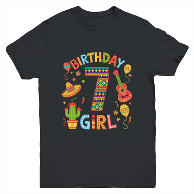 Funny Mexican Party 7th Birthday Girl Fiesta 7 Year Old Youth Shirt | siriusteestore