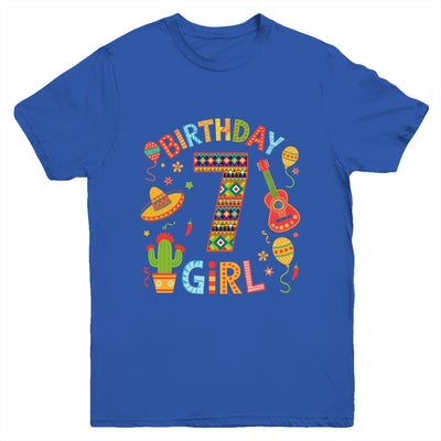 Funny Mexican Party 7th Birthday Girl Fiesta 7 Year Old Youth Shirt | siriusteestore