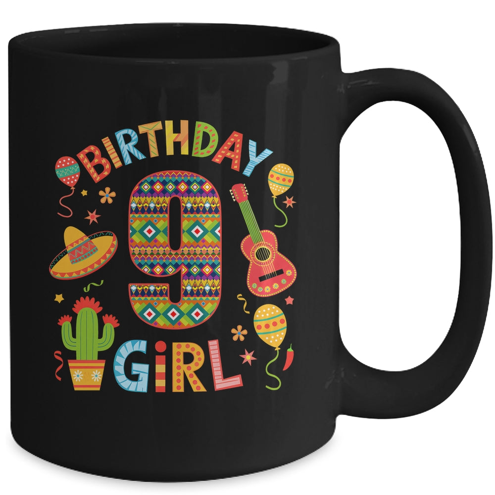 Funny Mexican Party 9th Birthday Girl Fiesta 9 Year Old Mug | siriusteestore