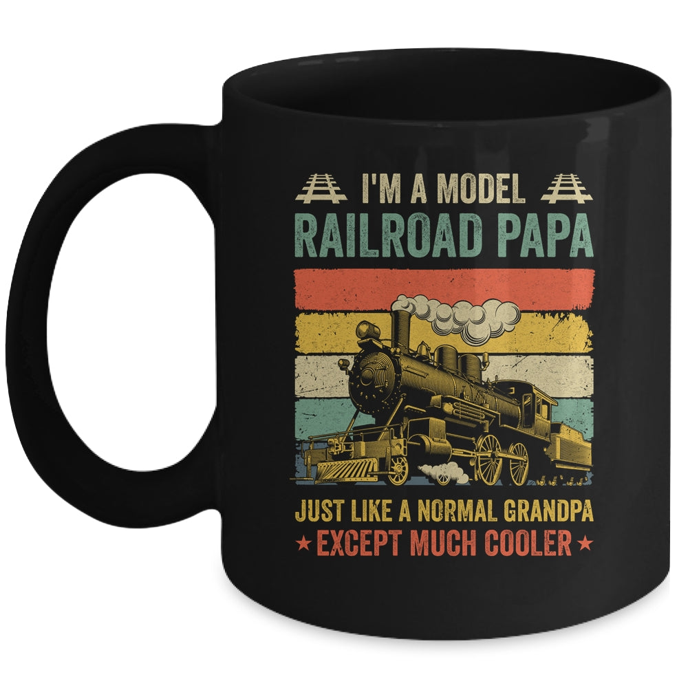 Funny Model Railroad Train Cool Papa Fathers Day Retro Mug | siriusteestore