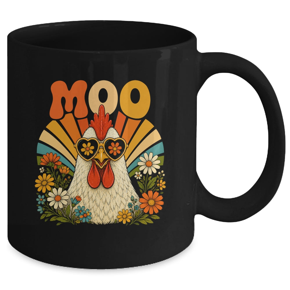 Funny Moo Chicken Graphic Tee Men Women Farm Animal Vintage Mug | siriusteestore
