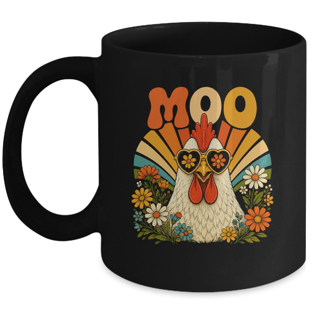 Funny Moo Chicken Graphic Tee Men Women Farm Animal Vintage Mug | siriusteestore