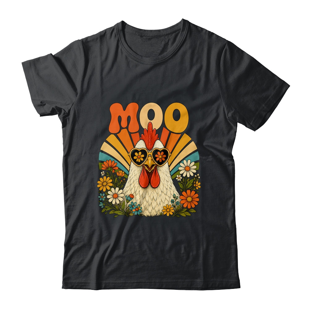Funny Moo Chicken Graphic Tee Men Women Farm Animal Vintage Shirt & Tank Top | siriusteestore