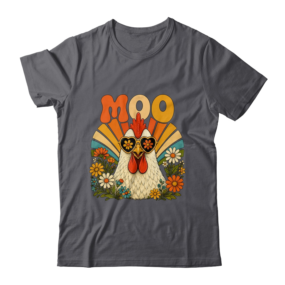 Funny Moo Chicken Graphic Tee Men Women Farm Animal Vintage Shirt & Tank Top | siriusteestore