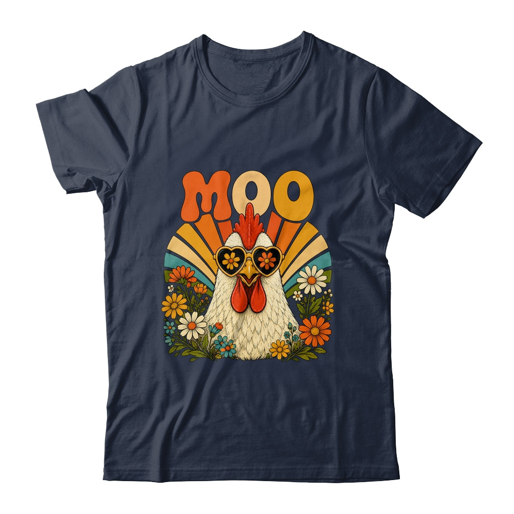Funny Moo Chicken Graphic Tee Men Women Farm Animal Vintage Shirt & Tank Top | siriusteestore