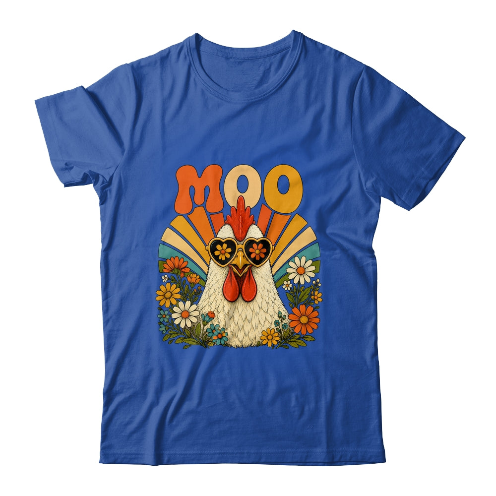 Funny Moo Chicken Graphic Tee Men Women Farm Animal Vintage Shirt & Tank Top | siriusteestore