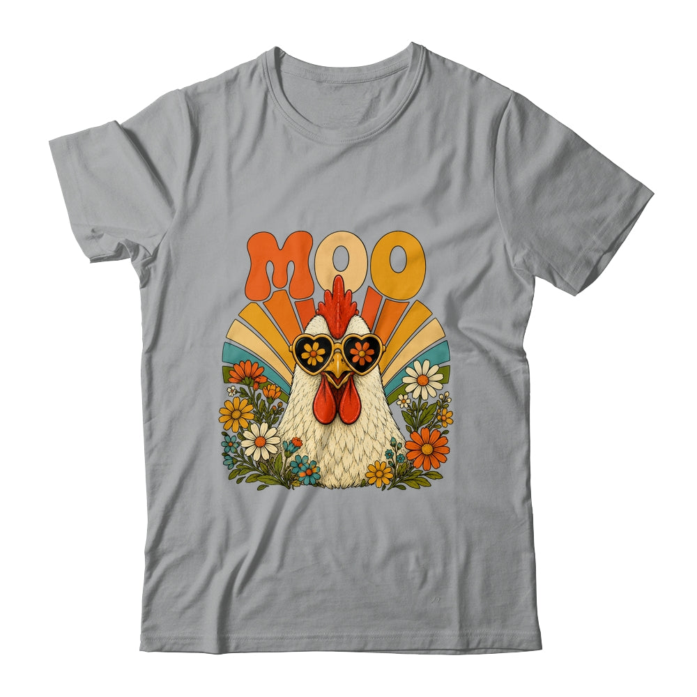 Funny Moo Chicken Graphic Tee Men Women Farm Animal Vintage Shirt & Tank Top | siriusteestore