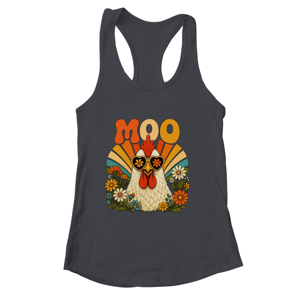Funny Moo Chicken Graphic Tee Men Women Farm Animal Vintage Shirt & Tank Top | siriusteestore