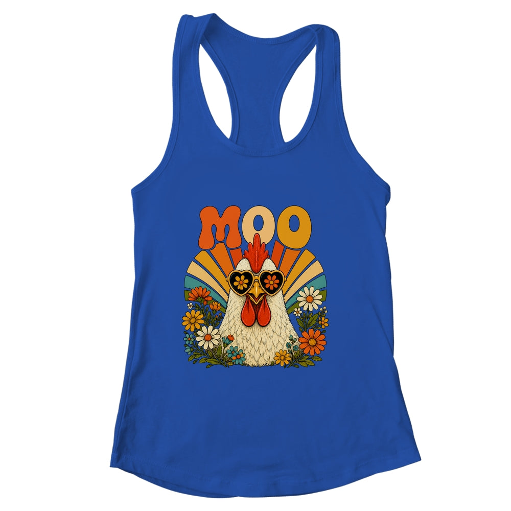 Funny Moo Chicken Graphic Tee Men Women Farm Animal Vintage Shirt & Tank Top | siriusteestore