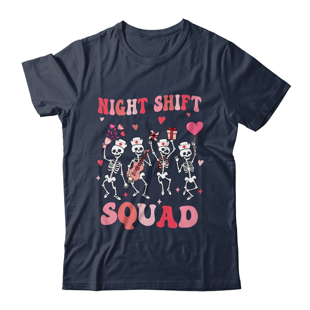 Funny Night Shift Squad Nurses Skeleton Dancing Valentine Shirt & Tank Top | siriusteestore