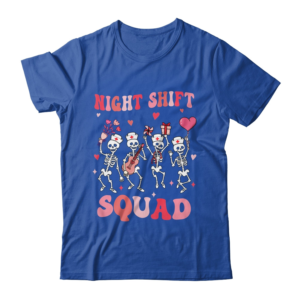 Funny Night Shift Squad Nurses Skeleton Dancing Valentine Shirt & Tank Top | siriusteestore