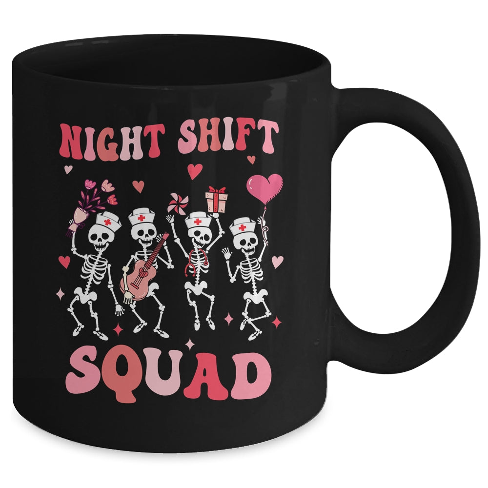 Funny Night Shift Squad Nurses Skeleton Dancing Valentine Mug | siriusteestore