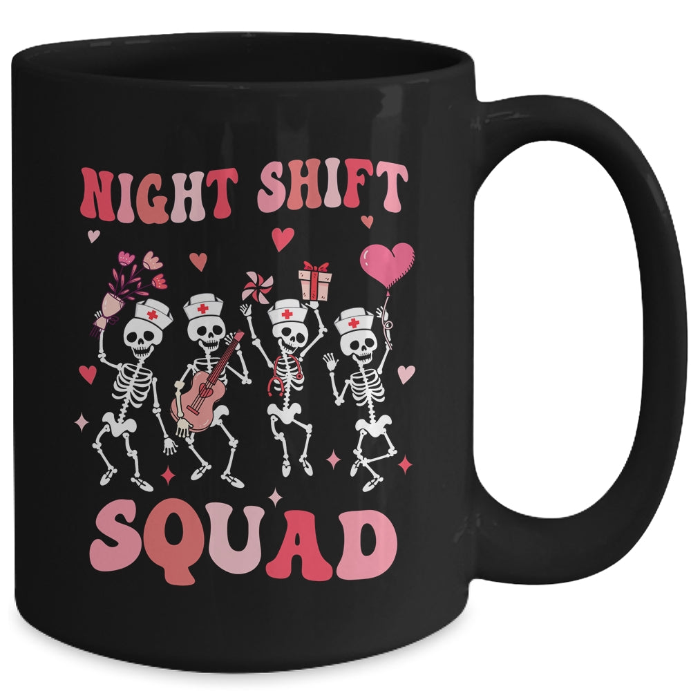 Funny Night Shift Squad Nurses Skeleton Dancing Valentine Mug | siriusteestore
