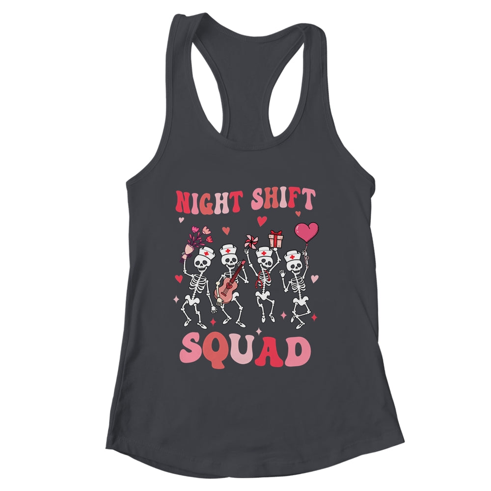 Funny Night Shift Squad Nurses Skeleton Dancing Valentine Shirt & Tank Top | siriusteestore