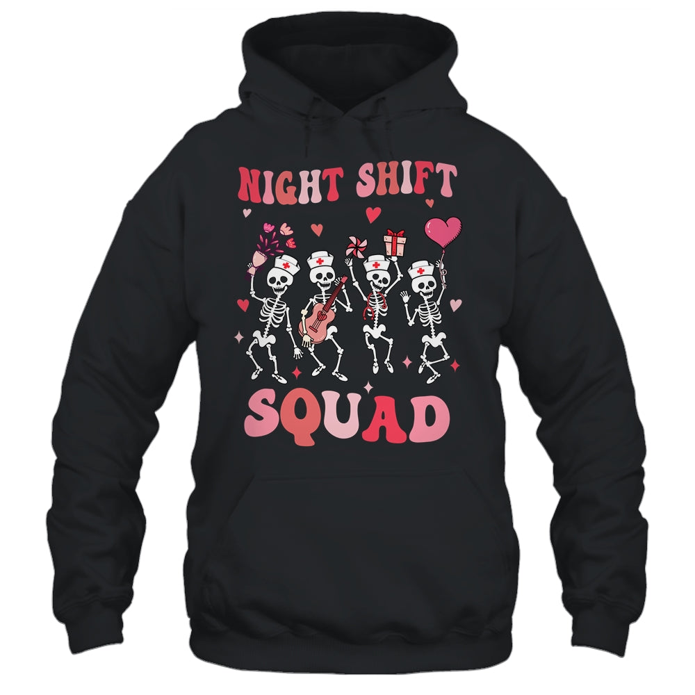 Funny Night Shift Squad Nurses Skeleton Dancing Valentine Shirt & Tank Top | siriusteestore