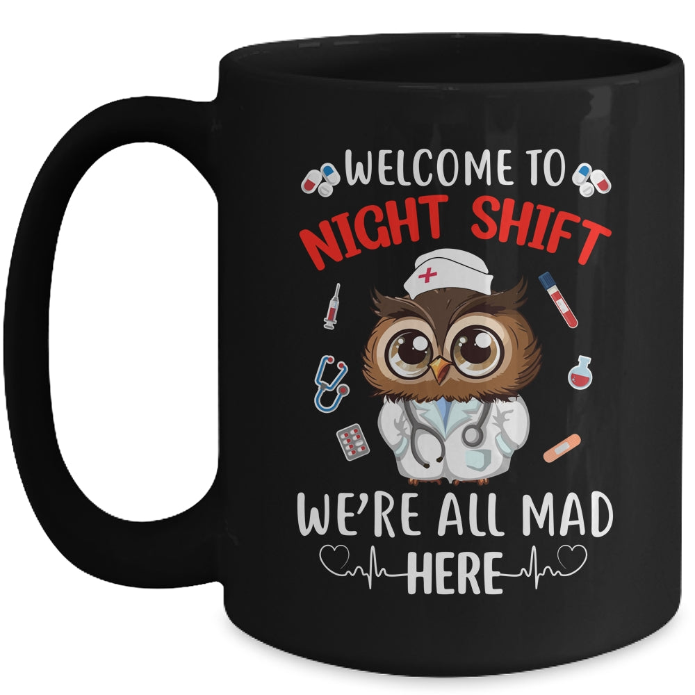 Funny Owl Night Shift Nurse Doctor RN ER For Men Women Mug | siriusteestore