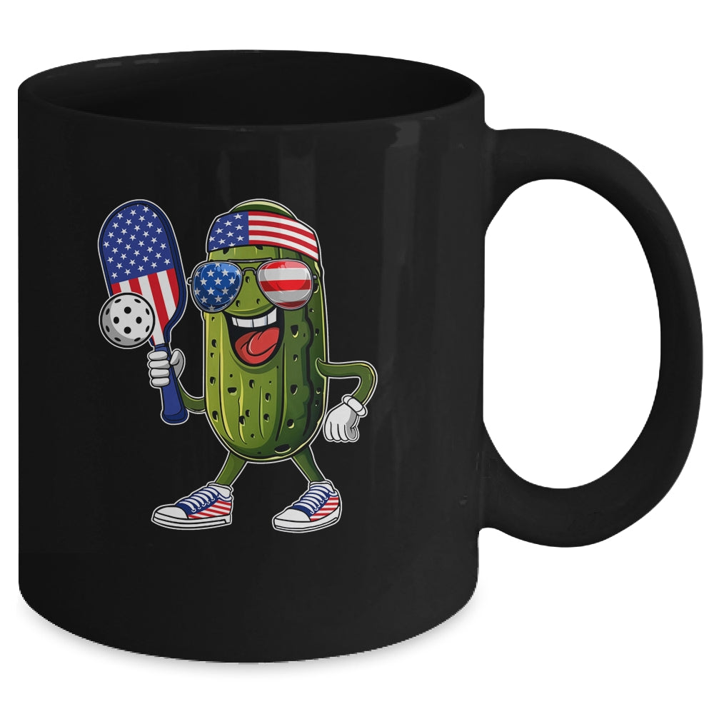 Funny Patriotic Pickle Playing Pickleball Paddle 4th Of July Mug | siriusteestore