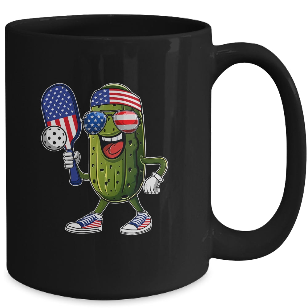 Funny Patriotic Pickle Playing Pickleball Paddle 4th Of July Mug | siriusteestore