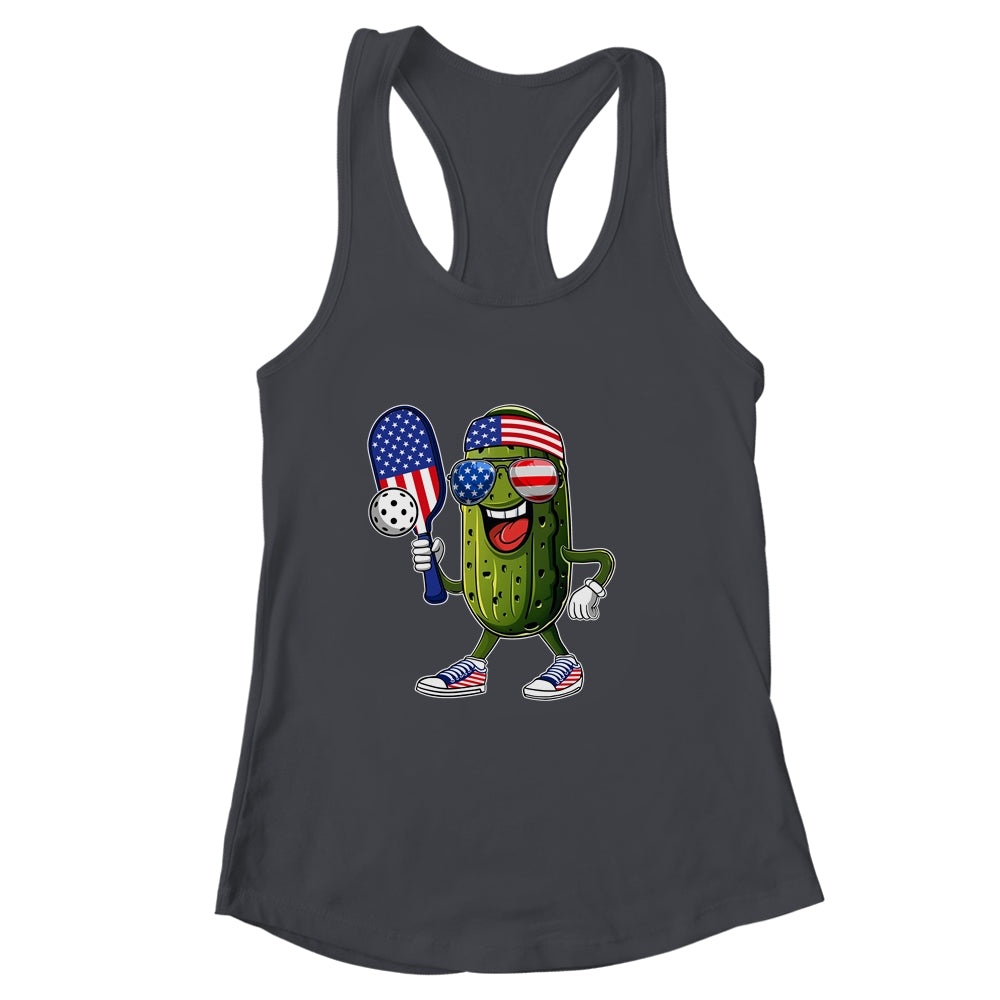 Funny Patriotic Pickle Playing Pickleball Paddle 4th Of July Shirt & Tank Top | siriusteestore