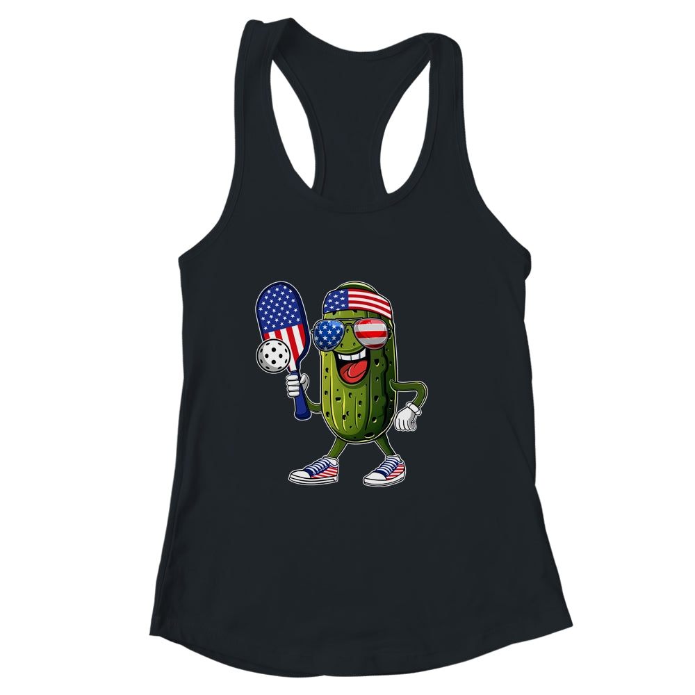 Funny Patriotic Pickle Playing Pickleball Paddle 4th Of July Shirt & Tank Top | siriusteestore