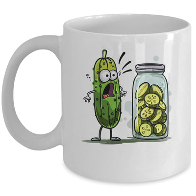 Funny Pickle Surprise A Cucumber And A Jar Of Sliced Pickles Mug | siriusteestore