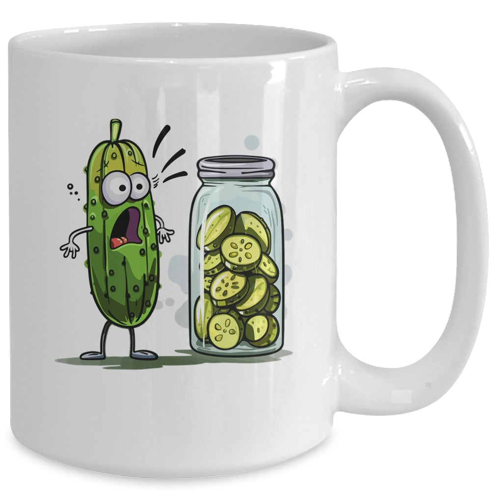 Funny Pickle Surprise A Cucumber And A Jar Of Sliced Pickles Mug | siriusteestore