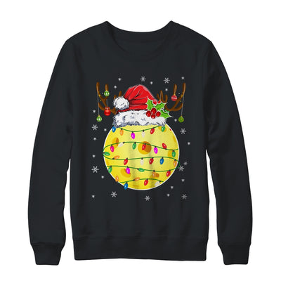 Funny Pickleball Reindeer Santa Hat Christmas Lights Holiday Shirt & Sweatshirt | siriusteestore
