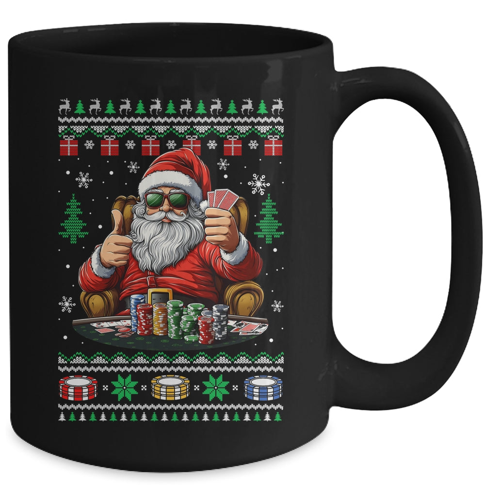 Funny Playing Poker Santa Poker Player Ugly Christmas Men Mug | siriusteestore