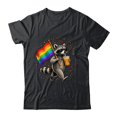 Funny Raccoon Drinking Iced Coffee Rainbow Flag Lgbtq Pride Shirt & Tank Top | siriusteestore