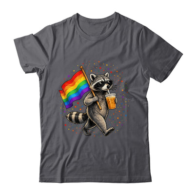 Funny Raccoon Drinking Iced Coffee Rainbow Flag Lgbtq Pride Shirt & Tank Top | siriusteestore