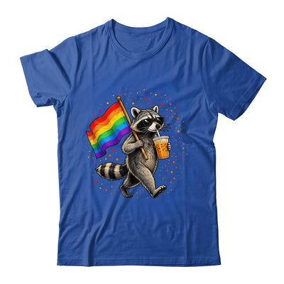 Funny Raccoon Drinking Iced Coffee Rainbow Flag Lgbtq Pride Shirt & Tank Top | siriusteestore
