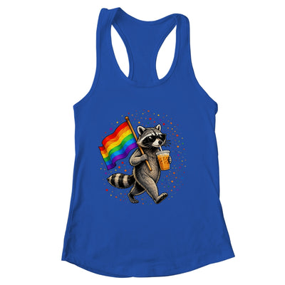 Funny Raccoon Drinking Iced Coffee Rainbow Flag Lgbtq Pride Shirt & Tank Top | siriusteestore