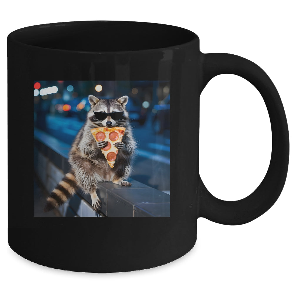 Funny Raccoon Eating Pizza Cute Animal Meme Men Women Mug | siriusteestore