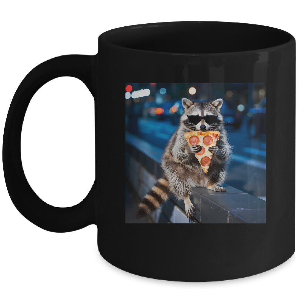 Funny Raccoon Eating Pizza Cute Animal Meme Men Women Mug | siriusteestore