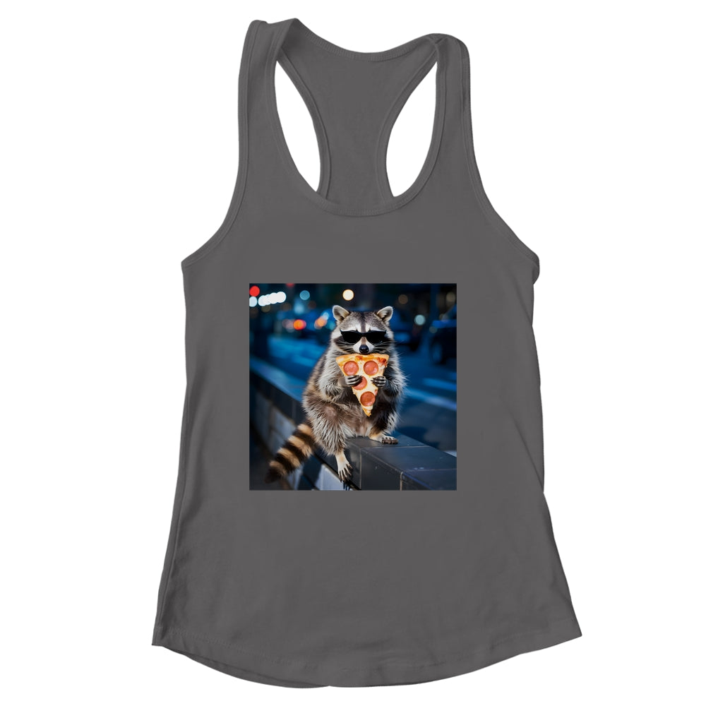 Funny Raccoon Eating Pizza Cute Animal Meme Men Women Shirt & Tank Top | siriusteestore