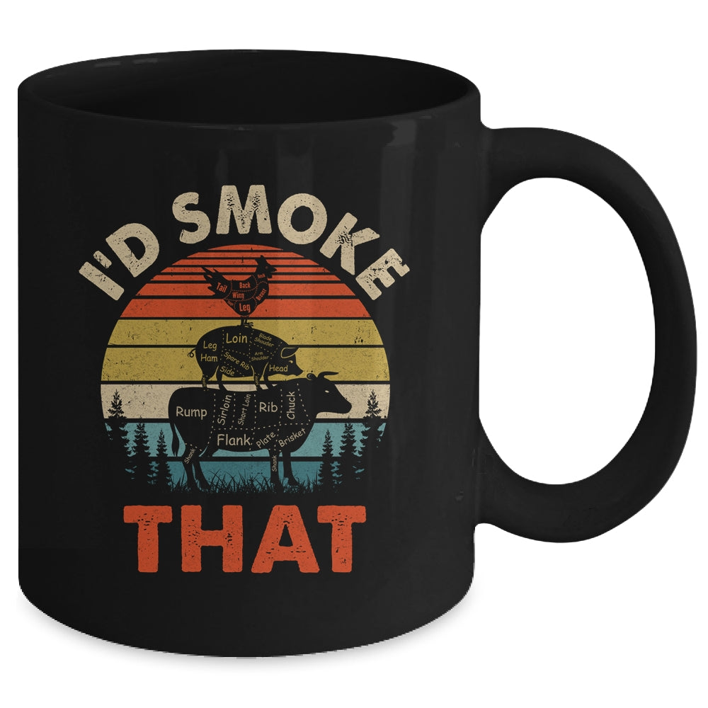 Funny Retro BBQ Party Smoker Chef Dad I'd Smoke That Mug | siriusteestore