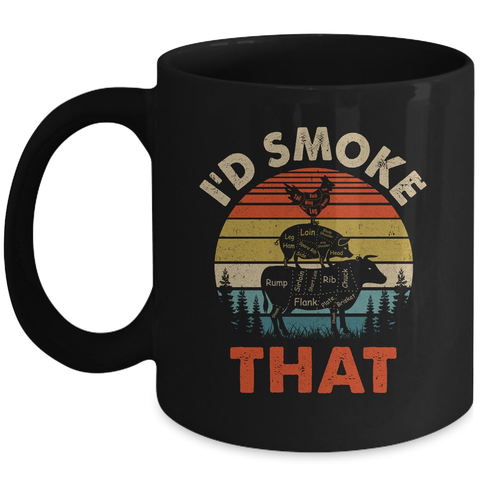 Funny Retro BBQ Party Smoker Chef Dad I'd Smoke That Mug | siriusteestore