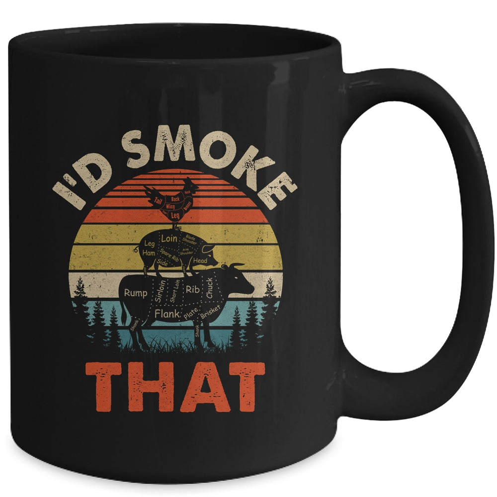 Funny Retro BBQ Party Smoker Chef Dad I'd Smoke That Mug | siriusteestore