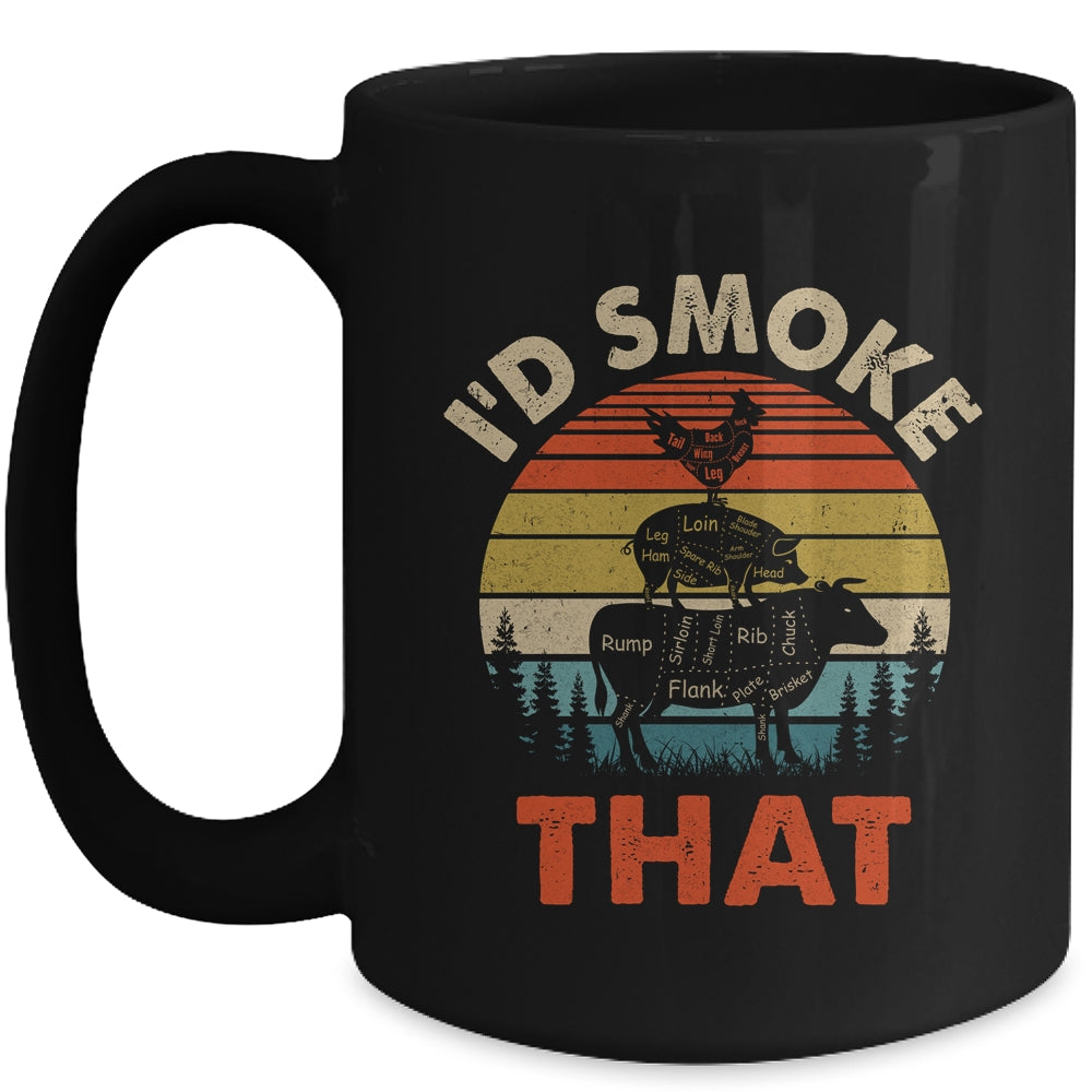 Funny Retro BBQ Party Smoker Chef Dad I'd Smoke That Mug | siriusteestore