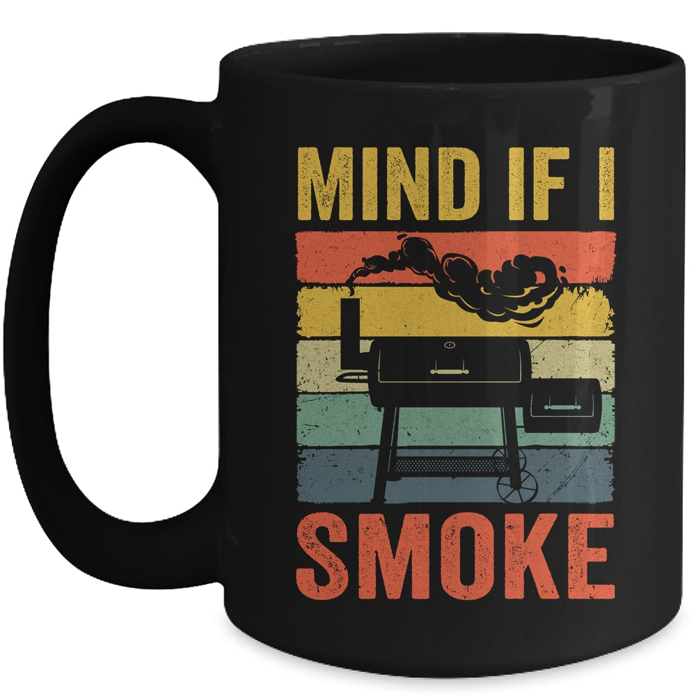 Funny Retro BBQ Party Smoker Chef Dad Mind If I Smoke Mug | siriusteestore