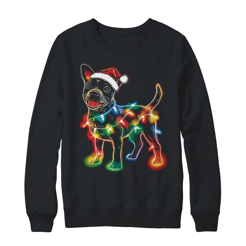 Funny Santa Bull Terrier Retriever Christmas Lights Dog Lover Shirt & Sweatshirt | siriusteestore