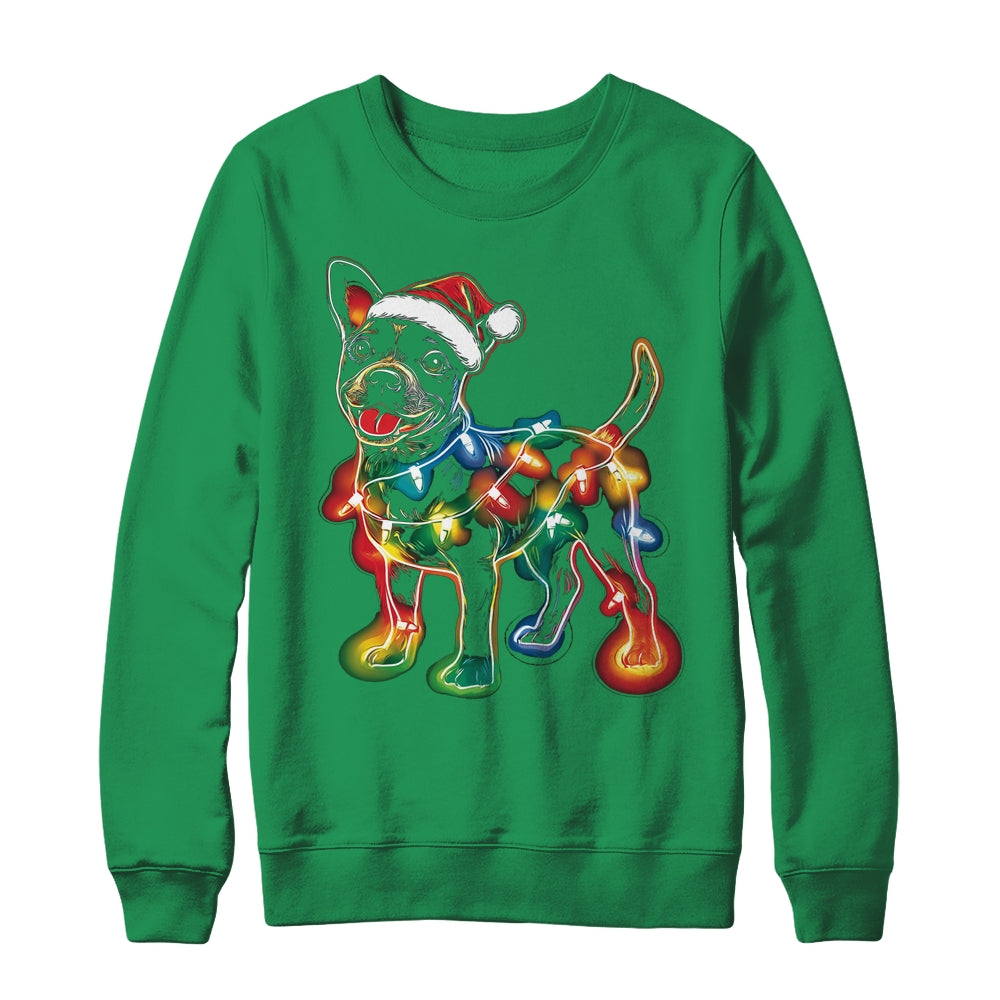 Funny Santa Bull Terrier Retriever Christmas Lights Dog Lover Shirt & Sweatshirt | siriusteestore